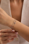 Sterling Silver Double Chain Star Bracelet | Zircon Minimal Jewelry