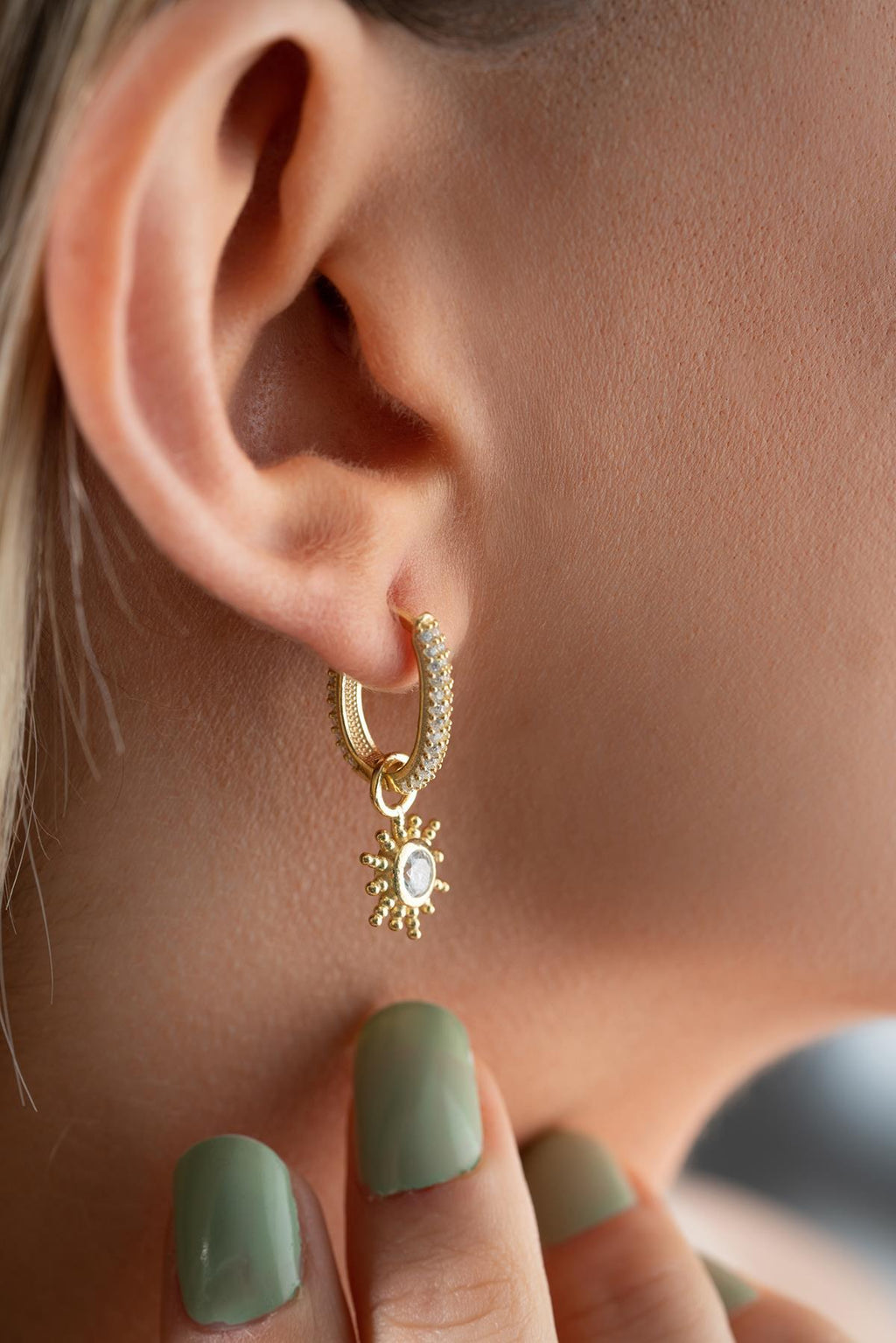 Sterling Silver Gold Sun Dangle Earrings | Minimal Celestial (NRZ1000905)