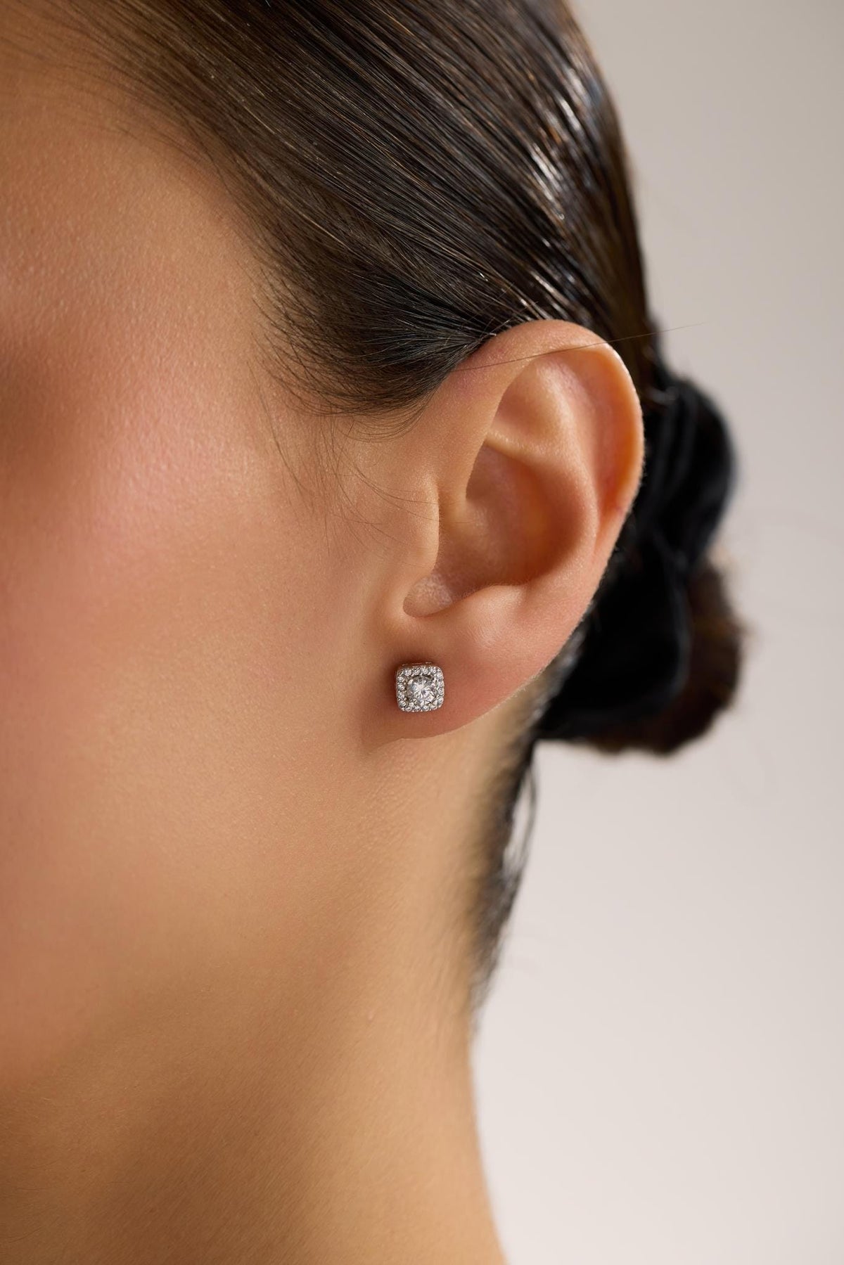 Sterling Silver Solitaire Stud Earrings | Zircon Minimal Design  (NRZ1000875)