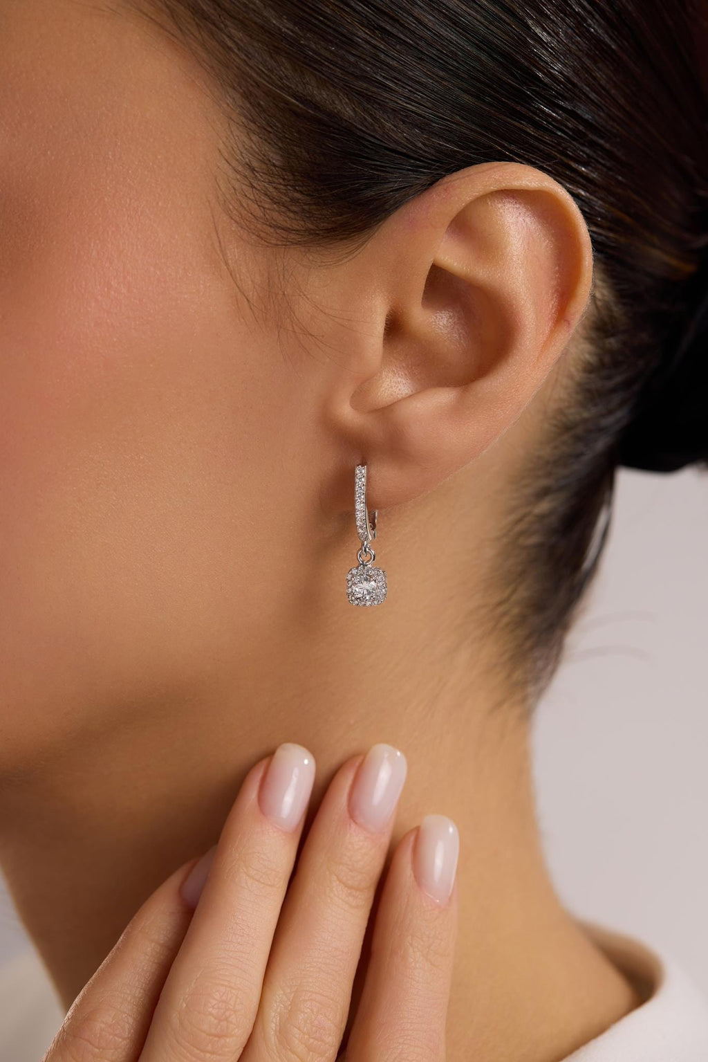 Sterling Silver Solitaire Drop Earrings | Zircon Dangle (NRZ1000874)