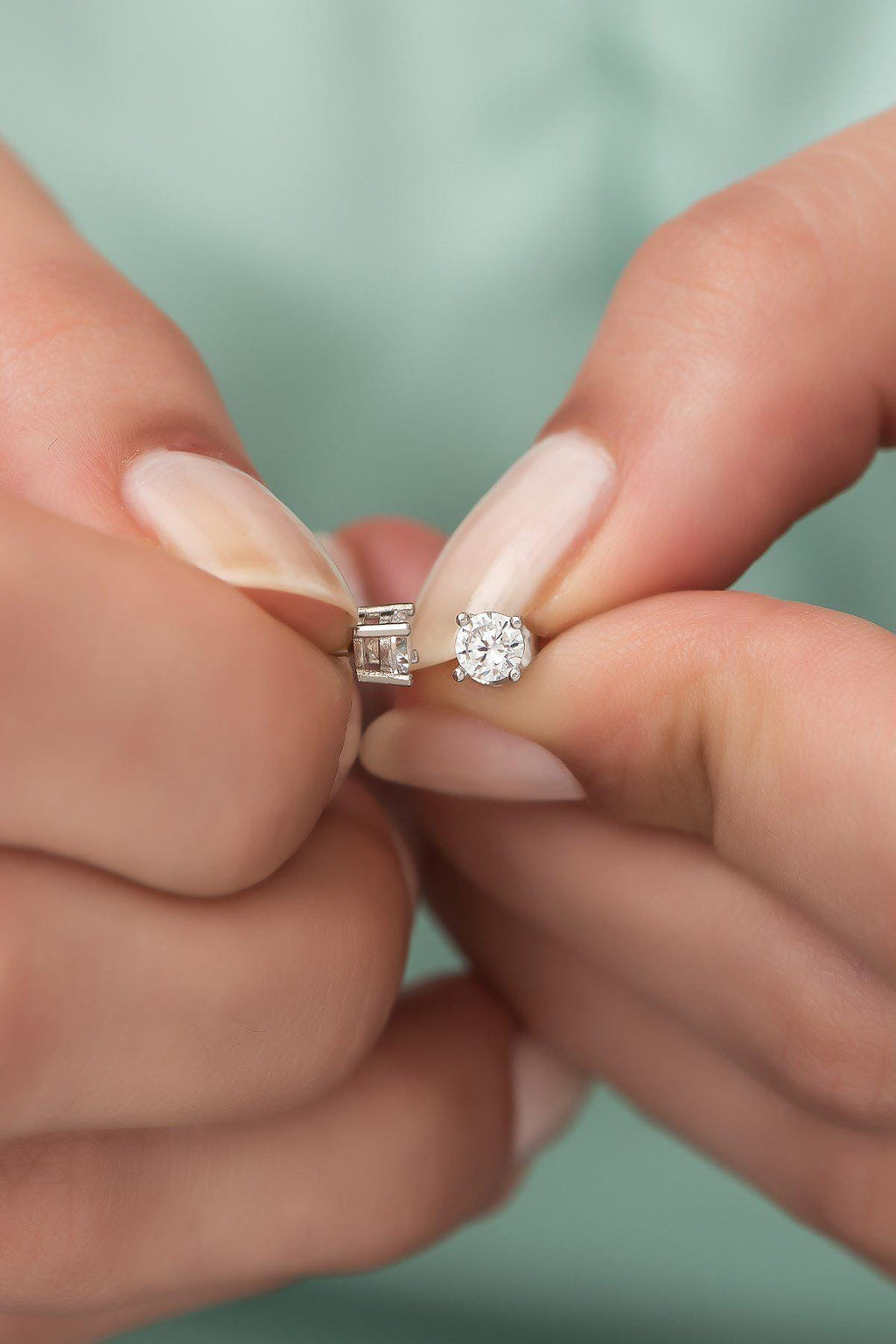 Sterling Silver 4 mm Solitaire Stud Earrings | Zircon Minimal  (NRZ99283)