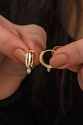 Sterling Silver Gold plated Hoop Earrings | Zircon Braided Design (NRZ998324)