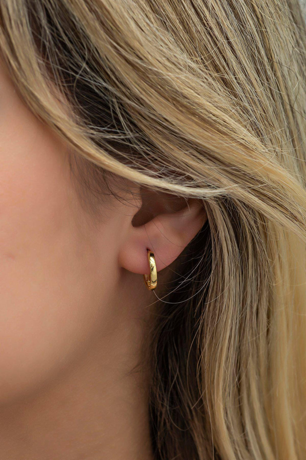 Sterling Silver 10 mm Gold Hoop Earrings | Minimal Everyday Hoops (NRZ998586)