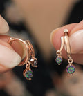 925 Sterling Silver Mystic Topaz Drop Earrings | Rose Gold Plated Double Stone Design (TRDYL725)
