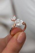 Rose Gold Magnolia Ring | 925 Sterling Silver Zircon Branch (NRZ998965)