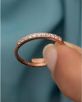 Rose Gold Sterling Silver Zircon Ring | Adjustable Minimalist Band