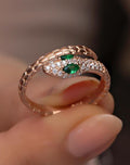 Rose Gold Sterling Silver Snake Ring, Zircon Serpent, Adjustable Jewelry (NRZ999024)