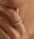 925 Sterling Silver Baguette Zircon Ring, Rhodium Plated Adjustable Band Ring for Women (NRZ1000596)