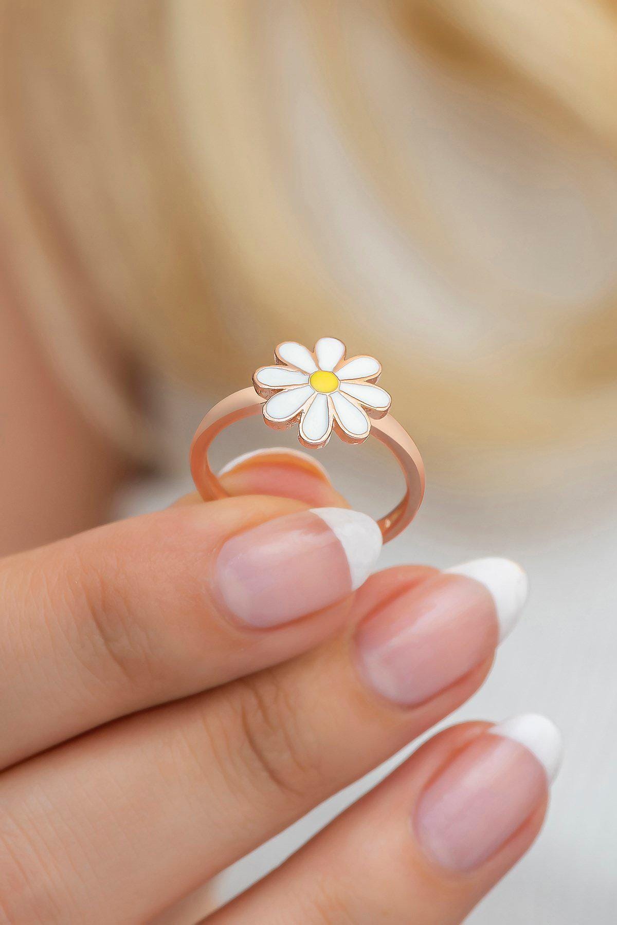 Daisy Ring, Adjustable 925 Sterling Silver Floral Ring for Women (NRZ998511)