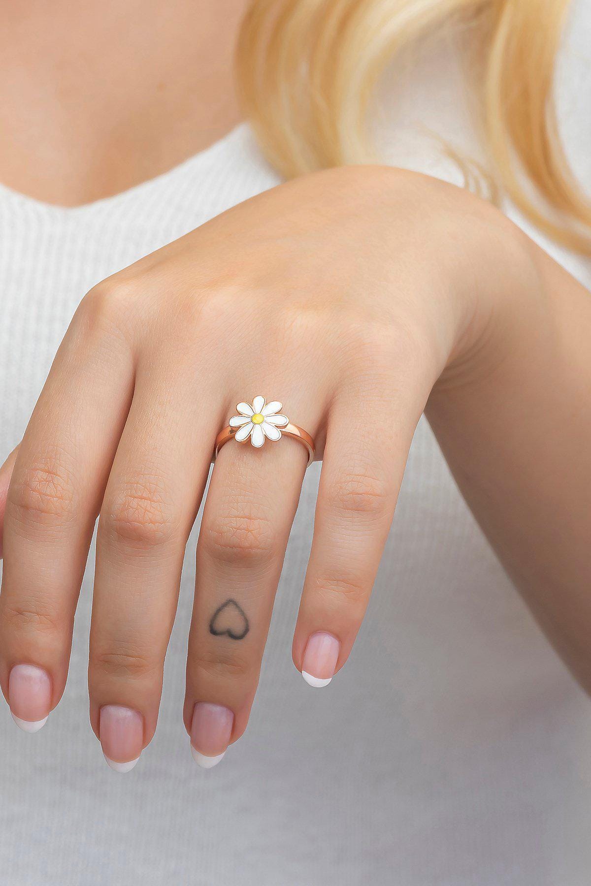 Daisy Ring, Adjustable 925 Sterling Silver Floral Ring for Women (NRZ998511)