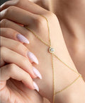 Gold Plated Solitaire Shahmaran Bracelet | Sterling Silver Zircon Hand Chain