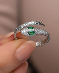 Sterling Silver Adjustable Snake Ring | Zircon Serpent Design Ring