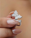Sterling Silver Butterfly Ring | Adjustable Zircon Design