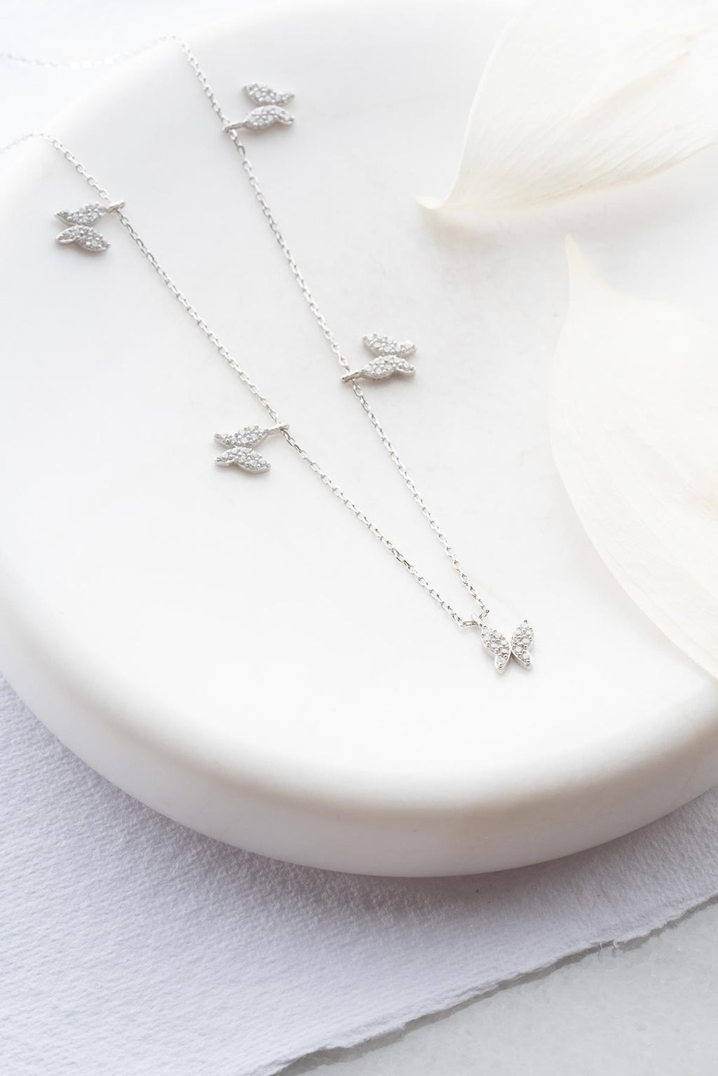 925 Sterling Silver, Butterfly Necklace, Zircon Pendant Jewelry