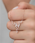 Rose Gold Butterfly Necklace | 925 Sterling Silver Necklace | Zircon Branch Pendant