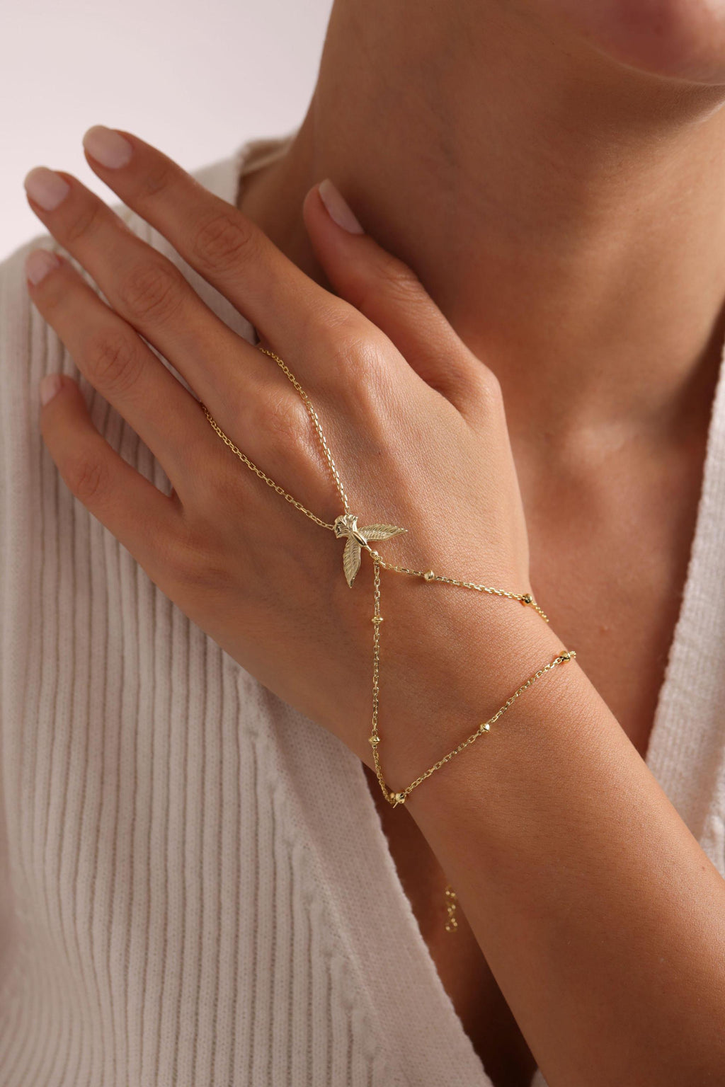 terling Silver Gold Plated Phoenix Shahmeran Bracelet | Adjustable Hand Chain Jewelry Gift (NRZ999842)
