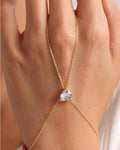 Gold Plated Heart Shahmeran Bracelet | White Zircon Hand Chain Jewelry Gift (NRZ999841)
