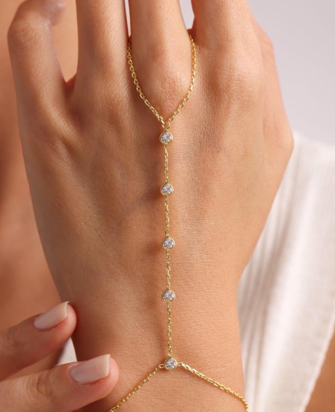 Heart Hand Chain Bracelet | 925 Sterling Silver Bracelet | Gold Plated Jewelry