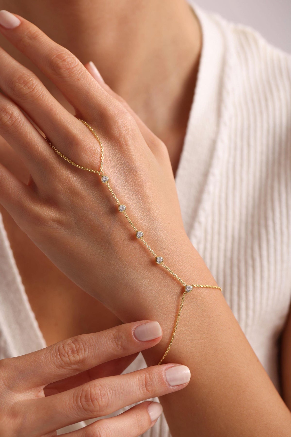 Heart Hand Chain Bracelet | 925 Sterling Silver Bracelet | Gold Plated Jewelry