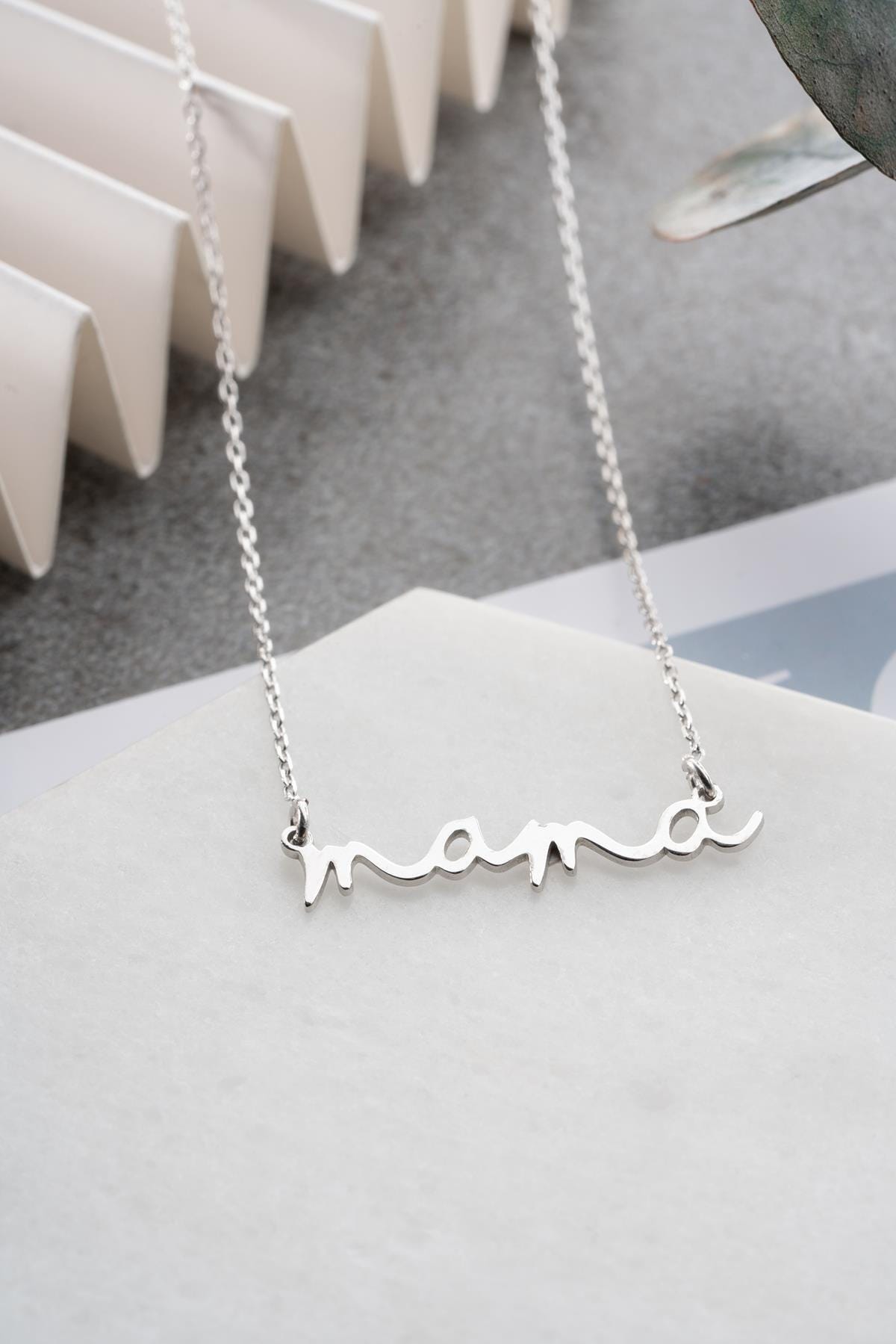 Mama Necklace Sterling Silver | Gold Plated Mom Pendant with Zircon Gift for Mother