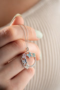 Butterfly Circle Necklace, 925 Sterling Silver Pendant, Colorful Zircon Jewelry, Gift for Her
