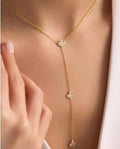 Lotus Y Necklace, 925 Sterling Silver Pendant, Gold Plated Zircon Jewelry, Gift for Her