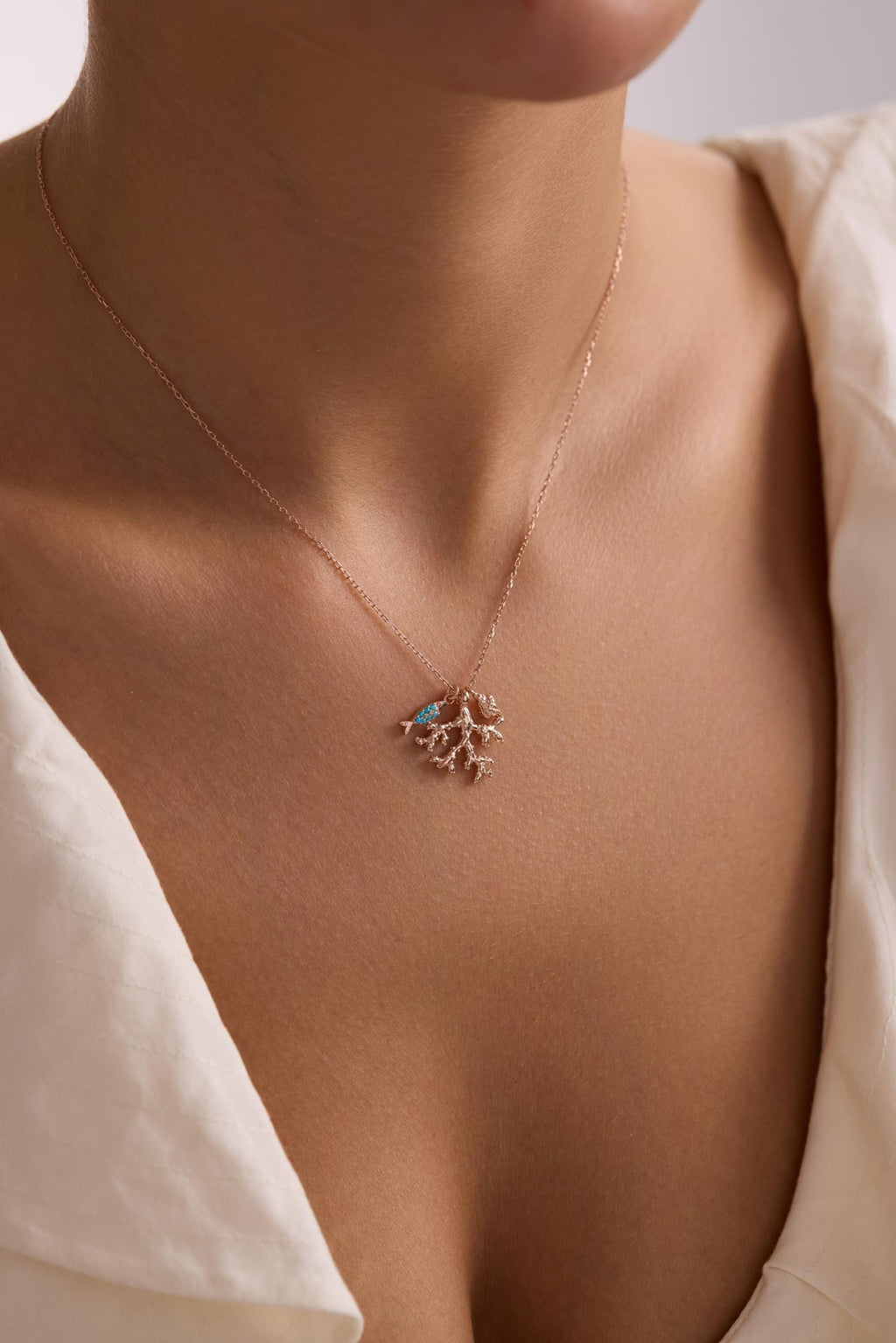 Turquoise Ocean Necklace, 925 Sterling Silver Jewelry, Rose Gold Plated Pendant