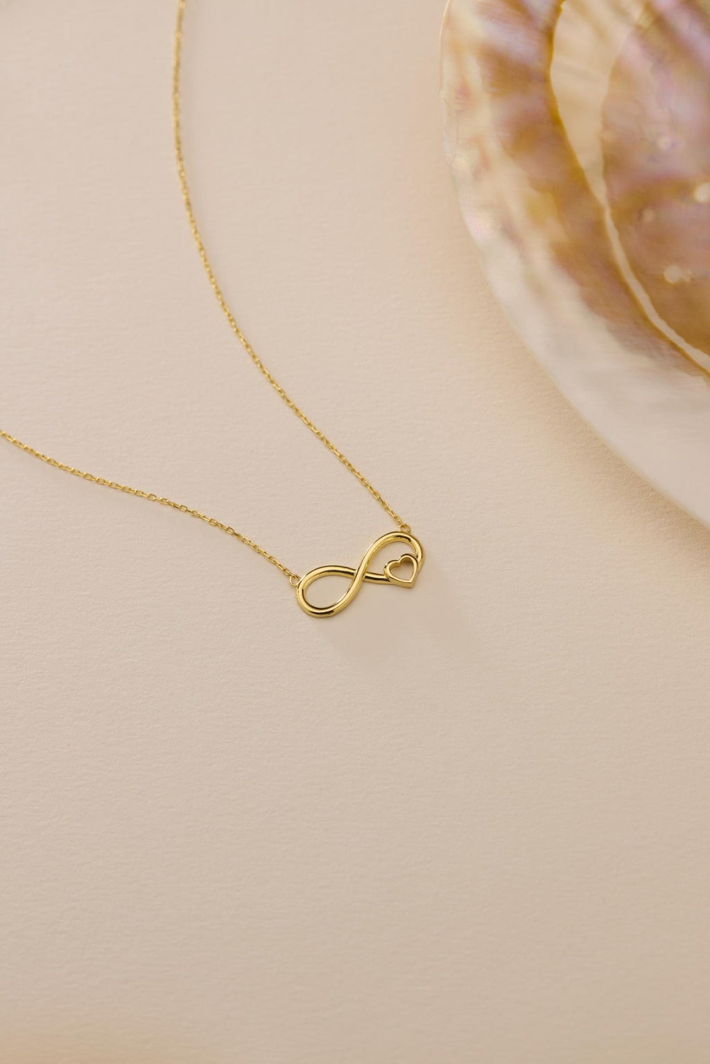 Infinity Heart Necklace, Gold Plated Sterling Silver Love Pendant for Women