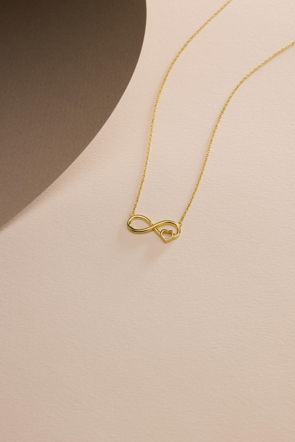 Infinity Heart Necklace, Gold Plated Sterling Silver Love Pendant for Women