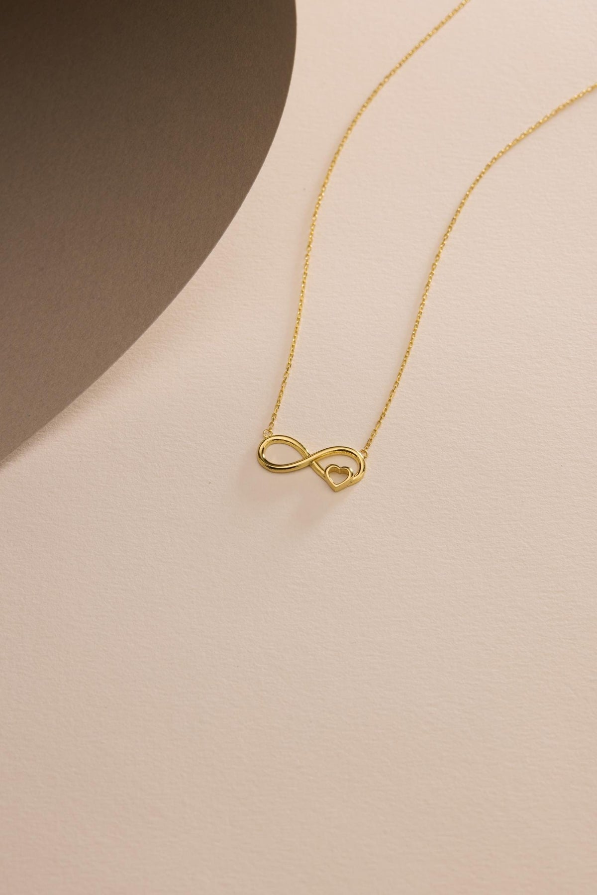 Infinity Heart Necklace, Gold Plated Sterling Silver Love Pendant for Women