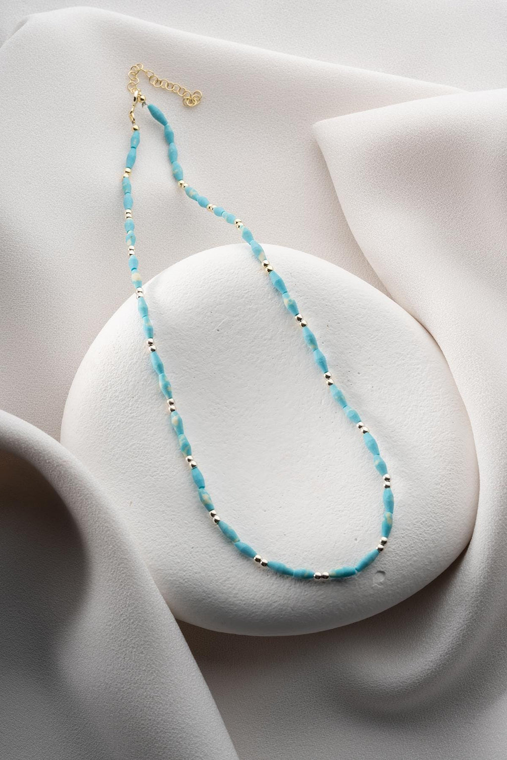 Gold Plated Turquoise Necklace | 925 Silver Dorika Beaded
