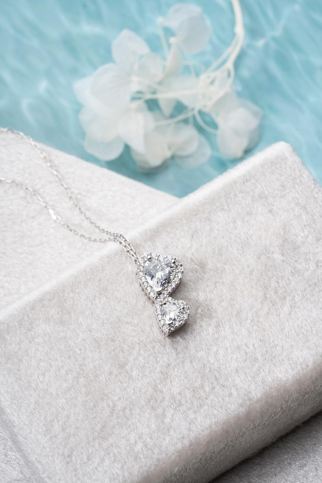 Double Heart Necklace 925 Sterling Silver | Zircon Romantic Gift for Her