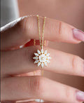 925 Sterling Silver 14K Gold Plated Magnolia Necklace | Marquise Zircon Flower