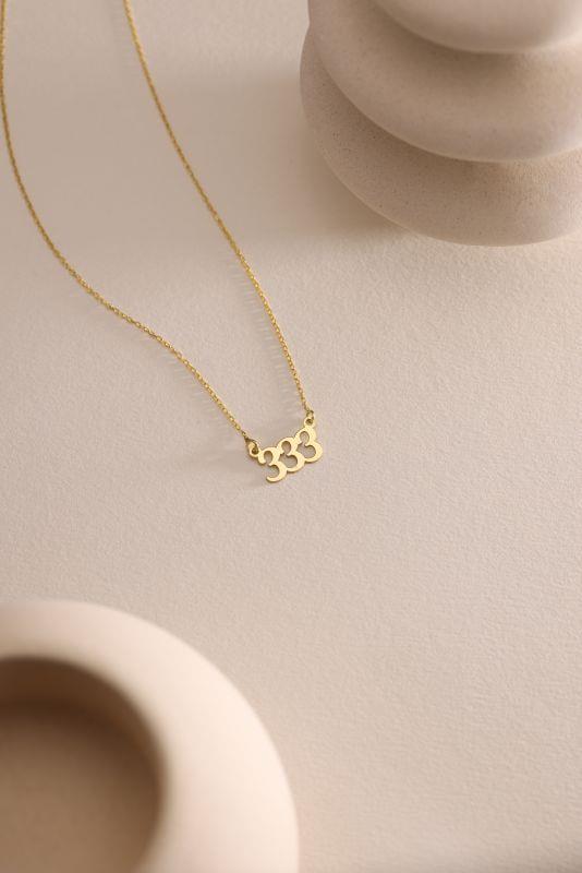 333 Angel Number Necklace | 14K Gold Plated 925 Silver Dainty Charm