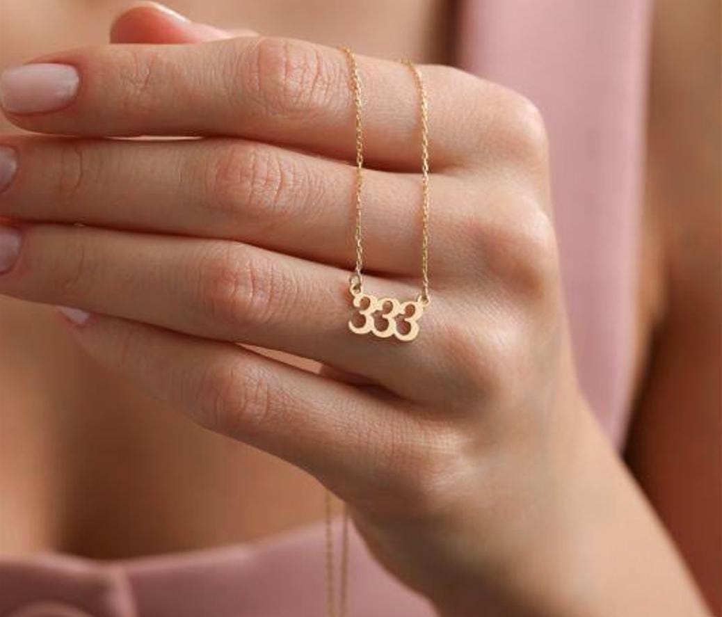 333 Angel Number Necklace | 14K Gold Plated 925 Silver Dainty Charm