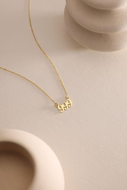 999 Angel Number Necklace | 14K Gold Plated 925 Silver Dainty Charm