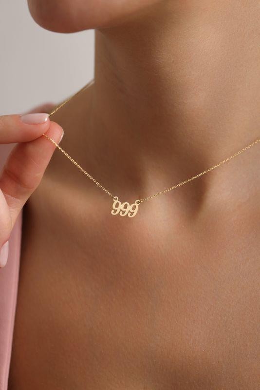 999 Angel Number Necklace | 14K Gold Plated 925 Silver Dainty Charm