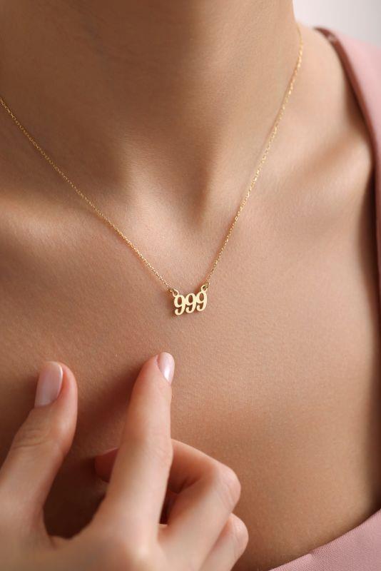 999 Angel Number Necklace | 14K Gold Plated 925 Silver Dainty Charm