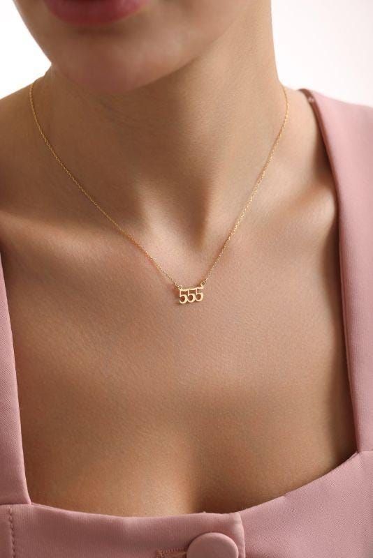 555 Angel Number Necklace | 14K Gold Plated 925 Silver Dainty Charm