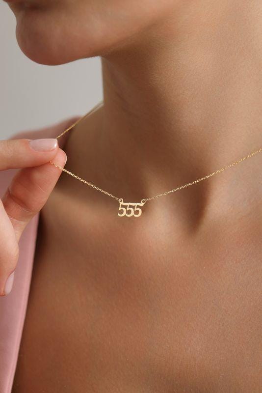 555 Angel Number Necklace | 14K Gold Plated 925 Silver Dainty Charm