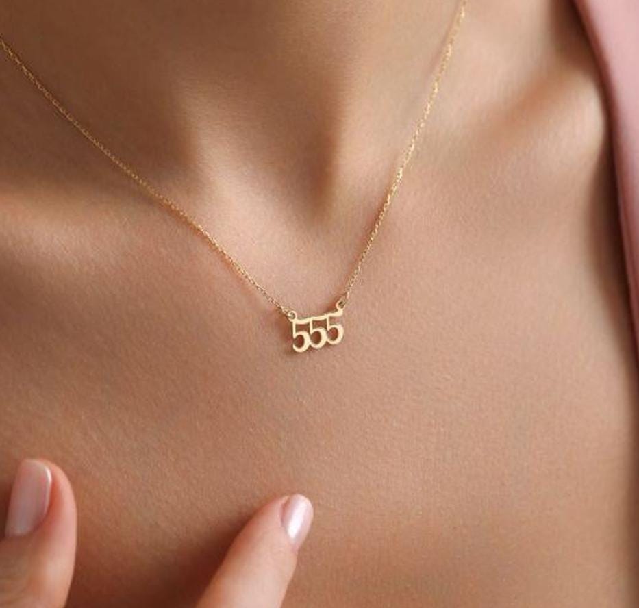 555 Angel Number Necklace | 14K Gold Plated 925 Silver Dainty Charm
