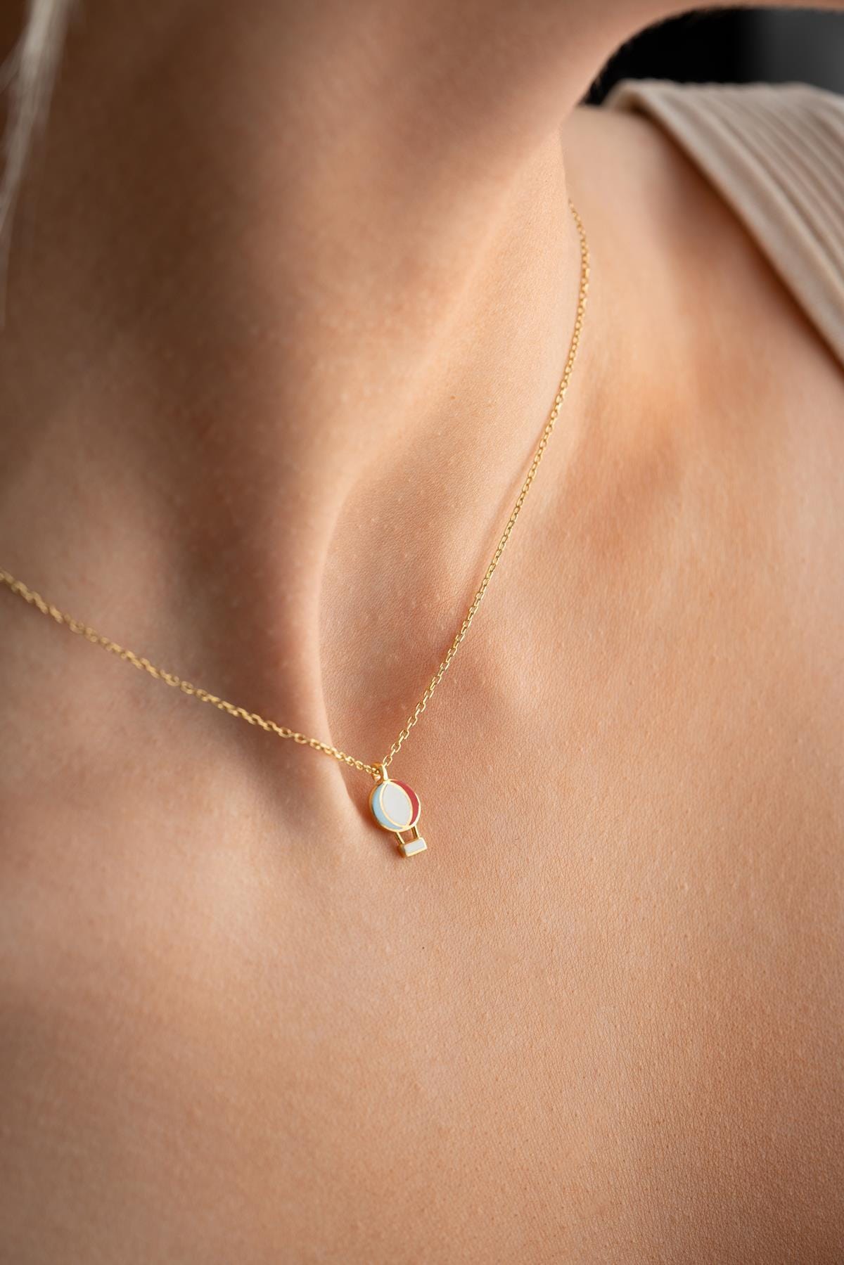 Dainty Balloon Necklace | 14K Gold Plated Sterling Silver