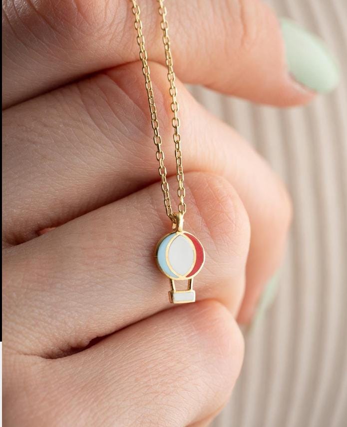 Dainty Balloon Necklace | 14K Gold Plated Sterling Silver