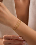 14K Gold Plated 925 Sterling Silver, Triple Chain Bracelet, Dainty Layered Jewelry