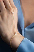 Gold Plated 925 Sterling Silver, Lotus Hand Chain Bracelet, Zircon Floral Jewelry