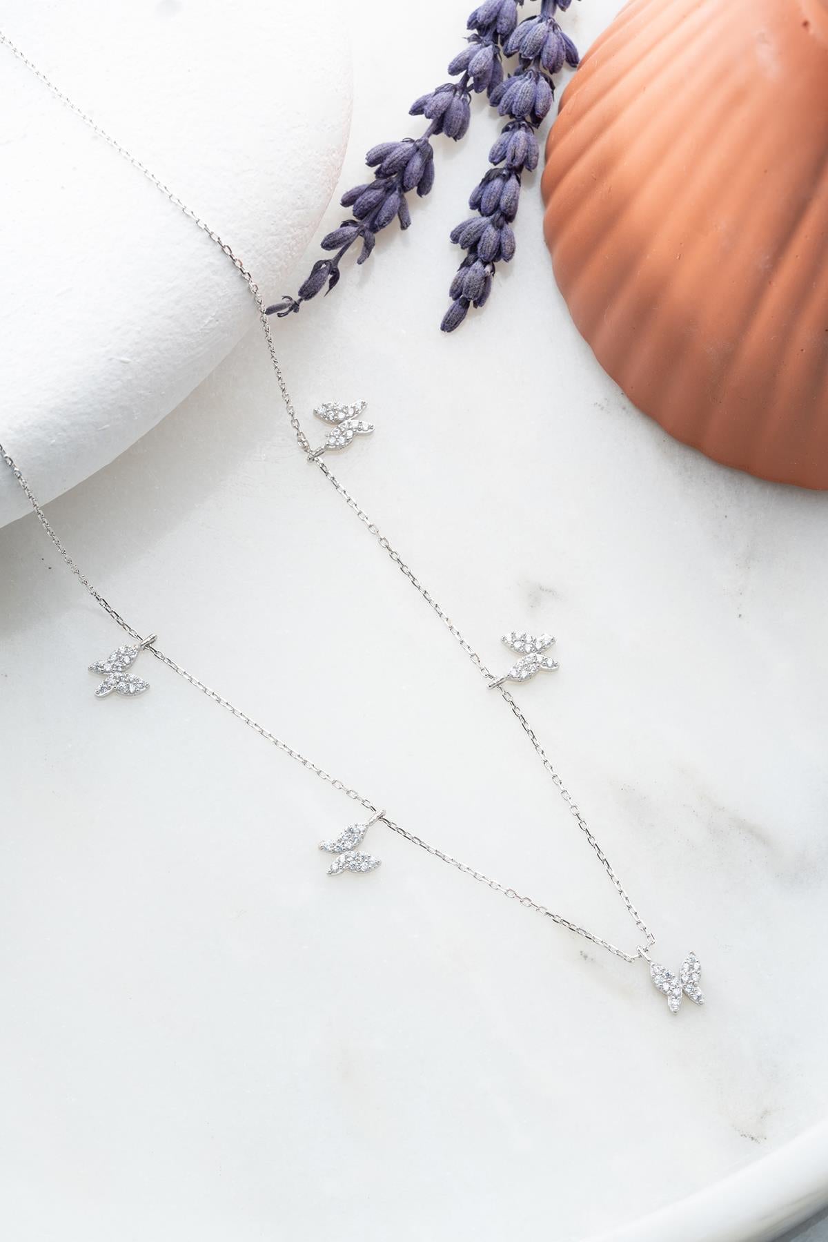 925 Sterling Silver, Butterfly Necklace, Zircon Pendant Jewelry