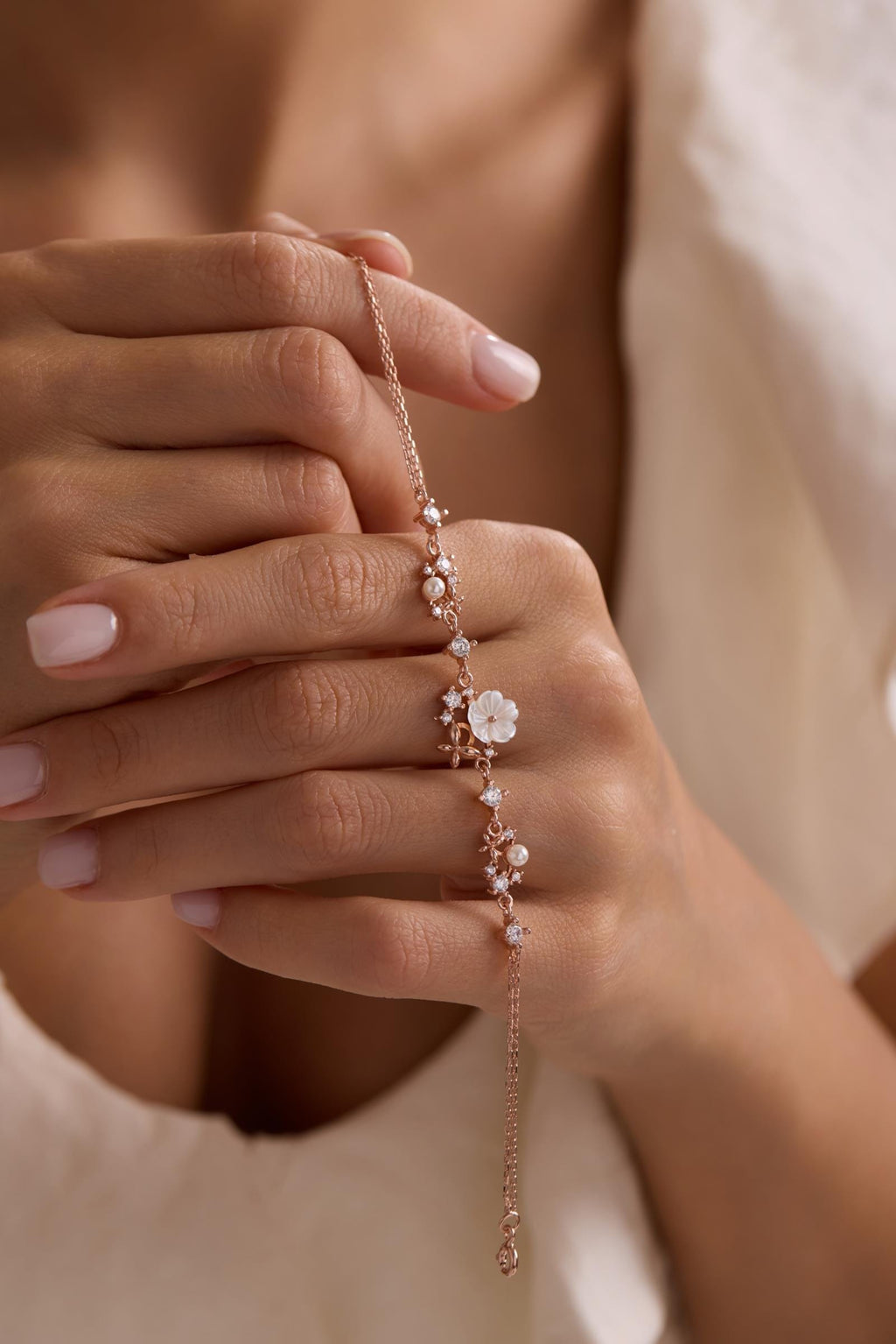 925 Sterling Silver Rose Gold Plated Bracelet | Magnolia Pearl Butterfly Gift for Her