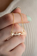 Mama Necklace Sterling Silver | Gold Plated Mom Pendant with Zircon Gift for Mother