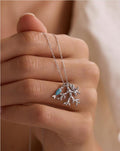 Turquoise Fish Necklace, 925 Sterling Silver Jewelry, Rhodium Plated Ocean Pendant
