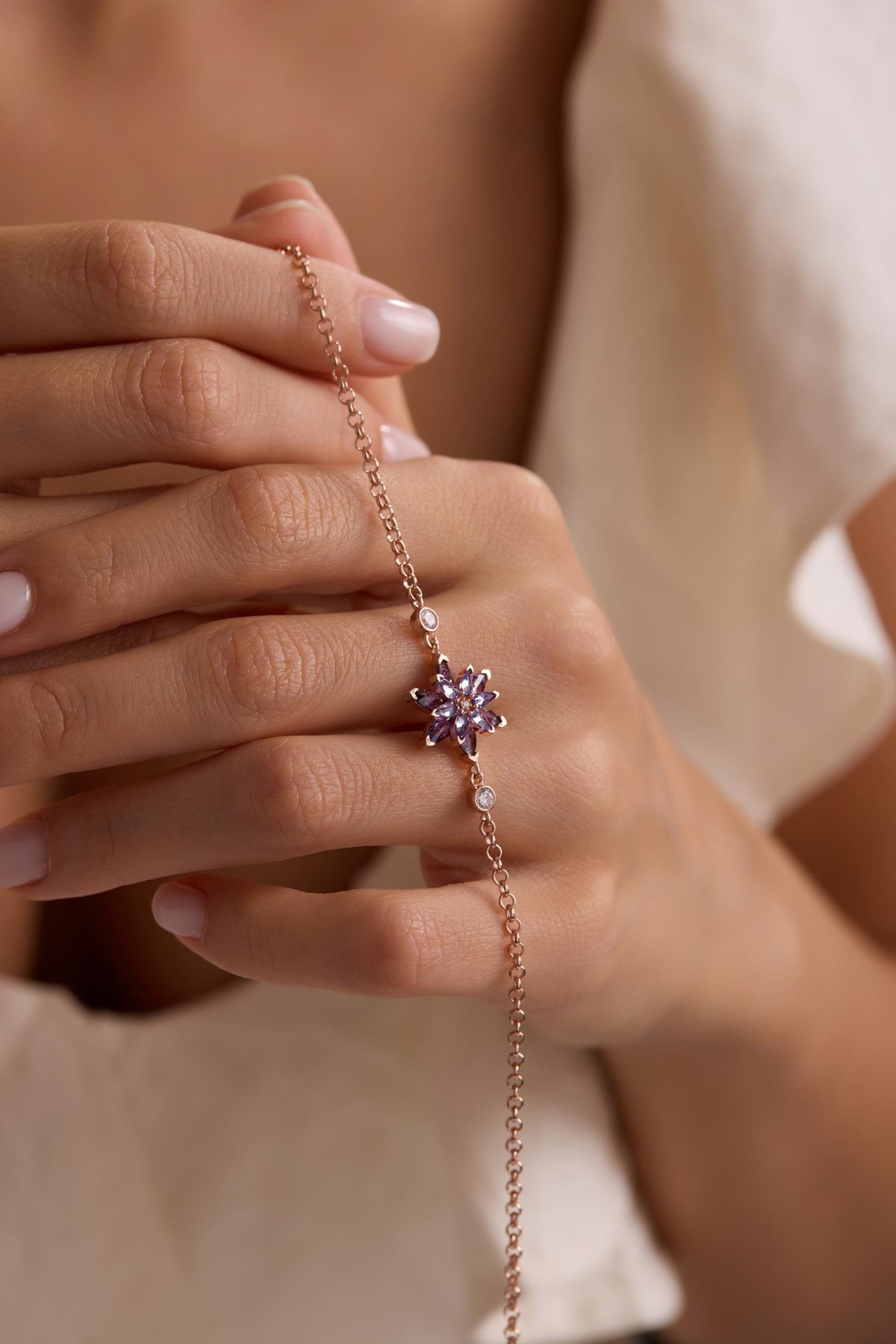 925 Sterling Silver Lotus Bracelet | Adjustable Doc Chain | Minimal Spiritual Jewelry Gift for Women